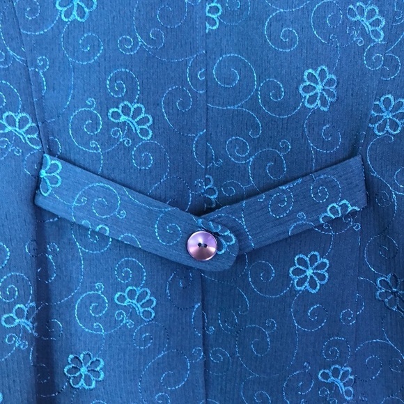 Sag Harbor Women’s Embroidered Two Piece Suit Blue Midi Dress  Size 10 - Picture 9 of 12